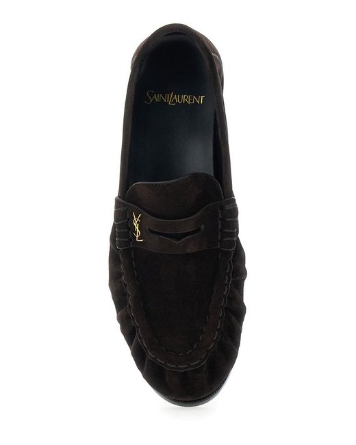 Saint Laurent White 'Le Loafer' Loafers With Hand-Stitched Moc Toe And Cassandre Plaque