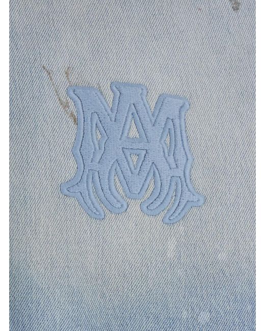 Amiri Blue Light Jacket With Drawstring Hood And Logo Embroidery On Front And Rear for men