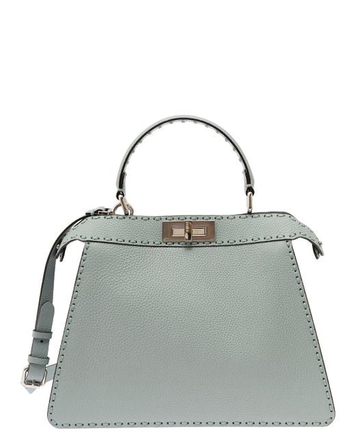 Fendi Green 'Peekaboo Iseeu Medium' Light Handbag With 646 Hand-Sewn To