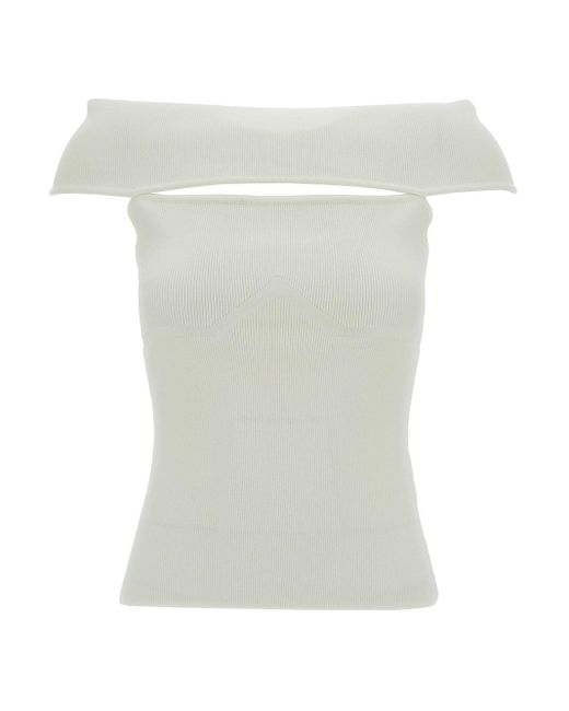 FEDERICA TOSI White Off-Shoulder Top With Cut-Out