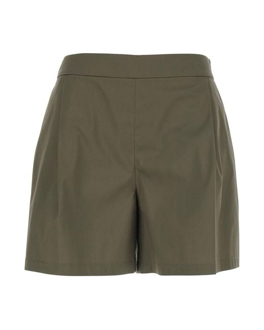 Le Plain Green Shorts With Semi-Elasticated Waist And Side Clos