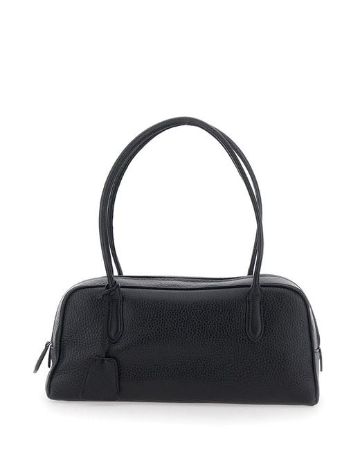 NOTHING WRITTEN Black Shoulder Bag With Leather Handles For