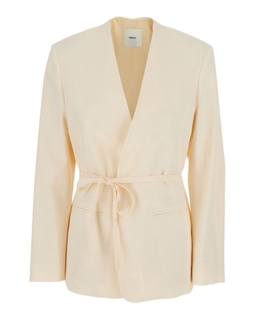 Grifoni Natural Jacket With Front Closure And Pockets For