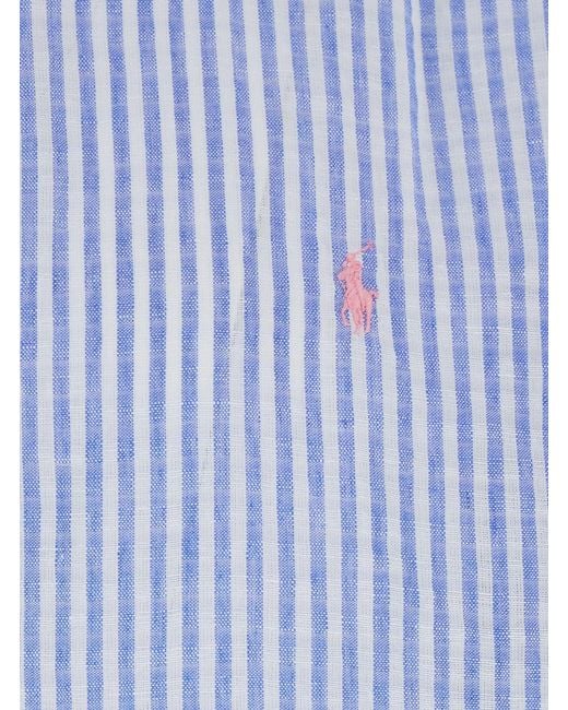 Polo Ralph Lauren Blue Shirt With All-Over Striped Motif And Pon for men