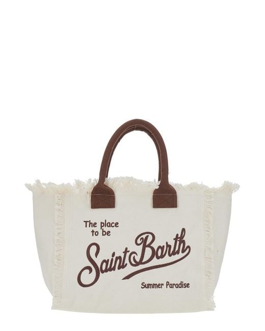 Mc2 Saint Barth White Handbag Vanity Cotton