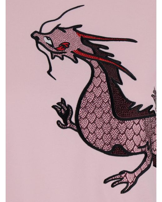 T-Shirt Con Stampa Dragone di Pinko in Pink