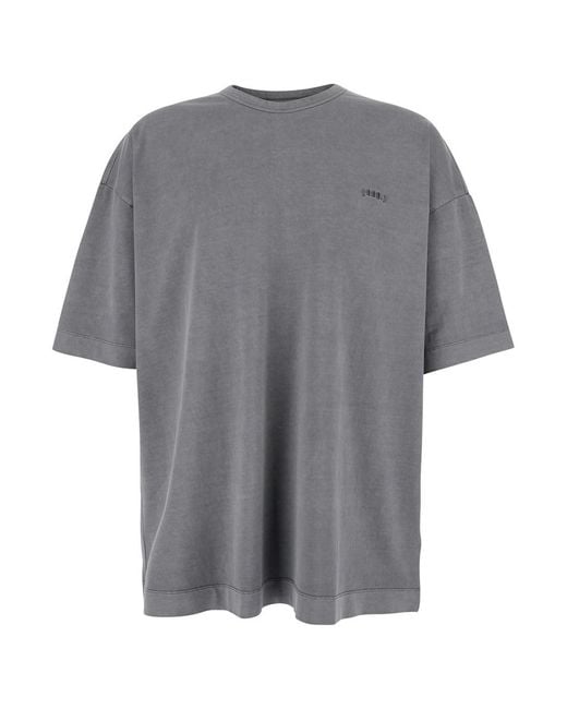 Juun.J Gray T-Shirt With Logo Embroidered On The Front And Print On Th for men