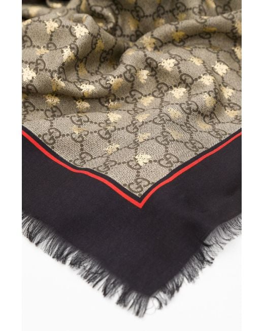 Gucci Modal Silk Shawl With Gg Bees Motif | Lyst