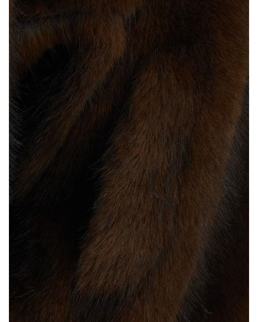 VALENTINI 1972 Black Eco Sable Bomber With Zip And High Collar