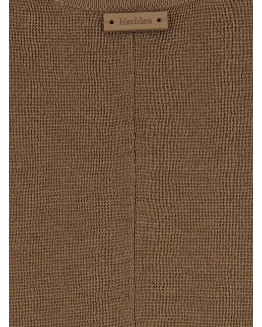 Max Mara Natural 'Aceri' Dress With Round Neck And Rear Single Slit