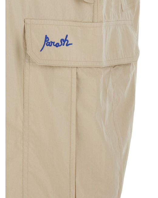P.A.R.O.S.H. Natural Drawstring Waist Cargo Pants For