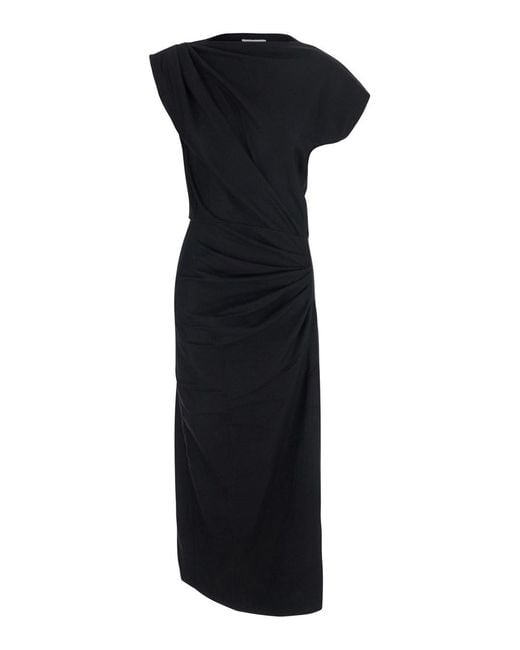 Isabel Marant Black Long Dress Naerys-Gc With Long Sleeves And Back Closure