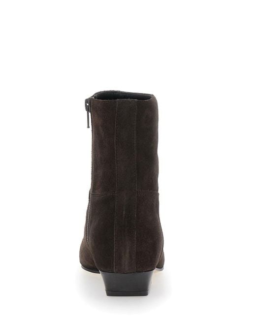 Semicouture Black Ankle Boots With Pointed Toe And Low Heel