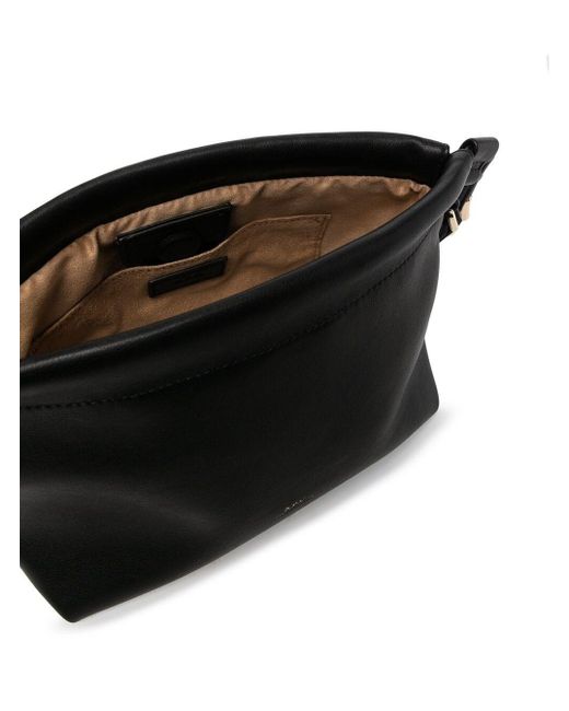 A.P.C. Black Leather Bucket With Logo Print