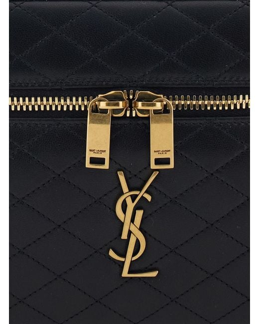 Saint Laurent Black 'Gaby' Crossbody Bag With Cassandre Plaque On The