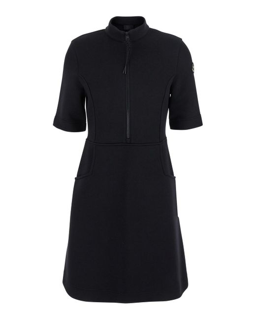 Moncler Black Dress With Logo Patch Applied On The Sleeve