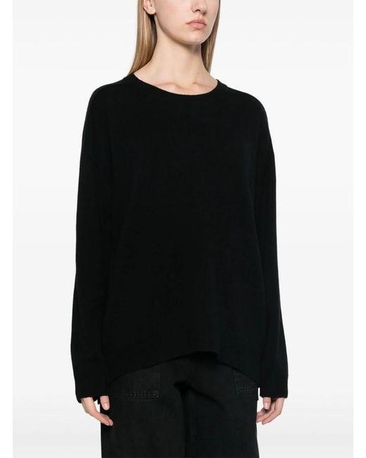 P.A.R.O.S.H. Black Relaxed Fit Knit Sweater With High Low Hem