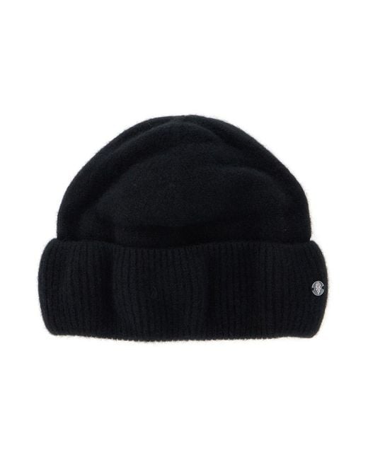 Helen Kaminski Black 'Vivian' Beanie With Logo Plaque Detail On The Fr