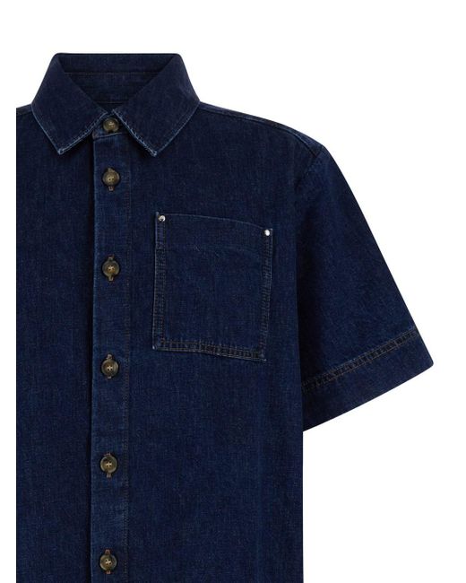 Camicia A Maniche Corte Con Tasca Applicata di A.P.C. in Blue da Uomo