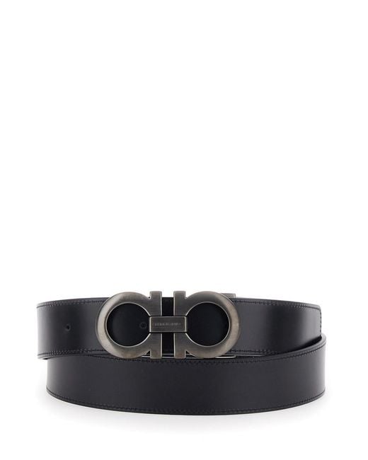 Ferragamo White Reversible Belt With Gancini Buckle for men