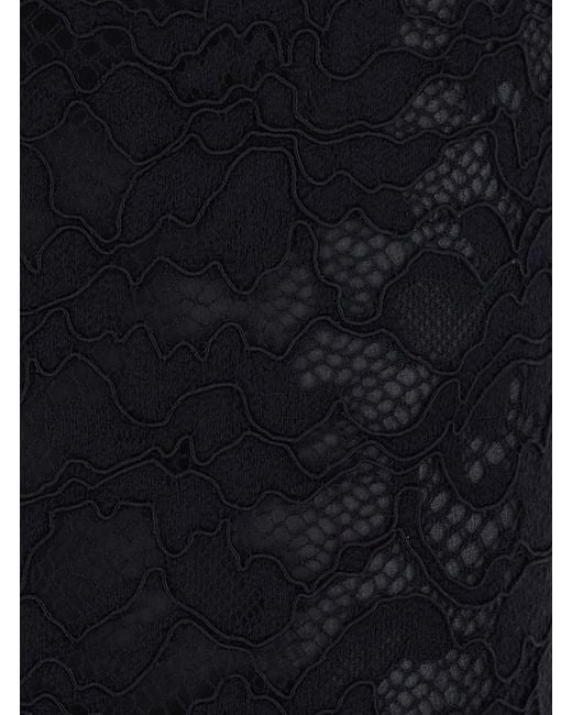 Le Plain Black Pencil Skirt With Lace Details, Tech Fabric