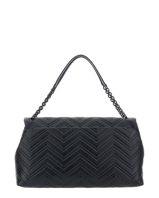 Gucci Black Crossbody Bag With Sliding Chain-Link Shoulder Strap And Gg Plaque Closure On The Front