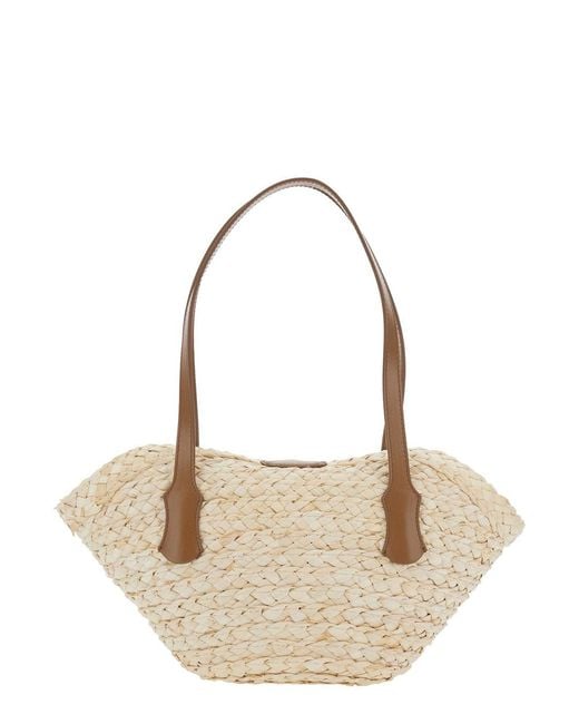 Dolce & Gabbana White Shoulder Bag With Two Top Handles And Interwoven Design