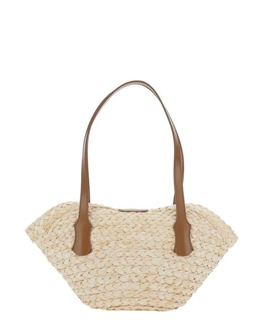 Dolce & Gabbana White Shoulder Bag With Two Top Handles And Interwoven Design