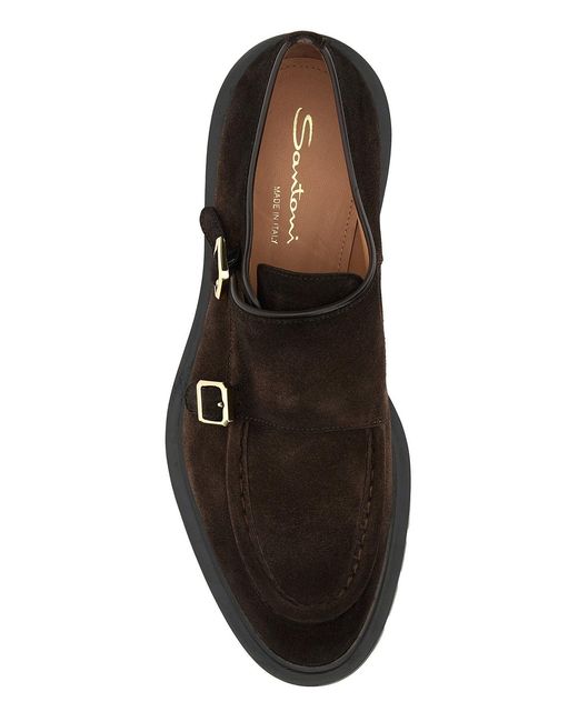 Santoni Black Suede Loafers