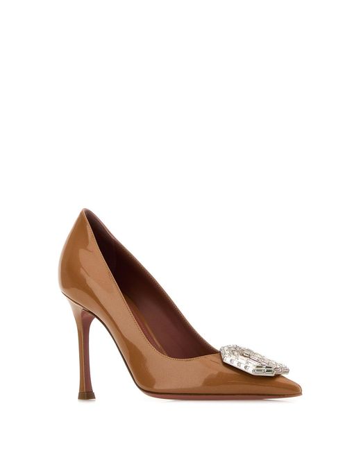 AMINA MUADDI Brown Camel Leather Camelia 90 Pumps