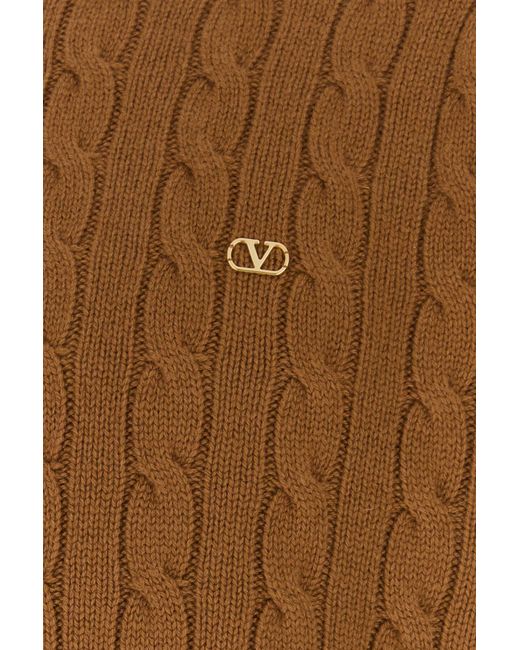 Valentino Garavani Brown Camel Cashmere Sweater for men