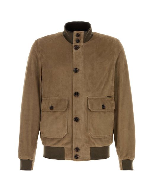 Moorer Green Cappuccino Suede Carlos Bomber Jacket for men