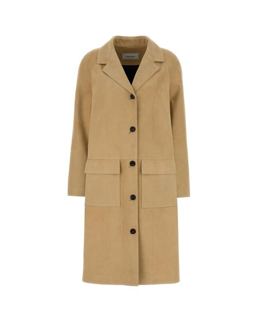 Ferragamo Natural Beige Suede Coat