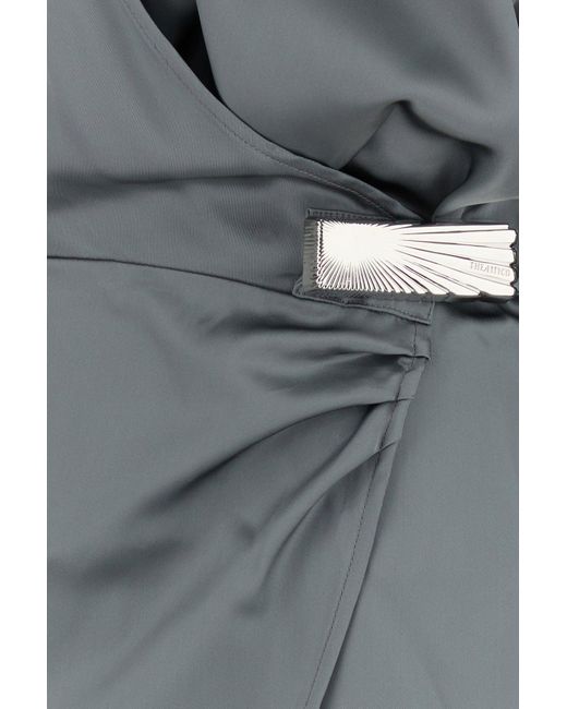 The Attico Gray Dark Satin Dress