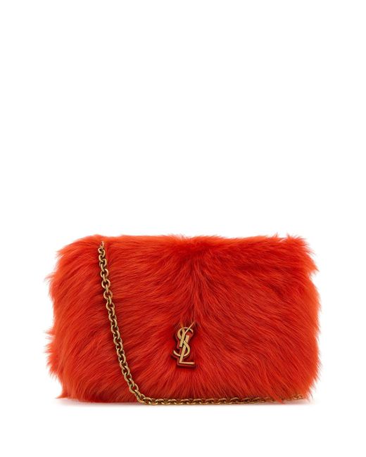 Borsa a spalla Jamie 4.3 mini in pelliccia arancione di Saint Laurent in Red