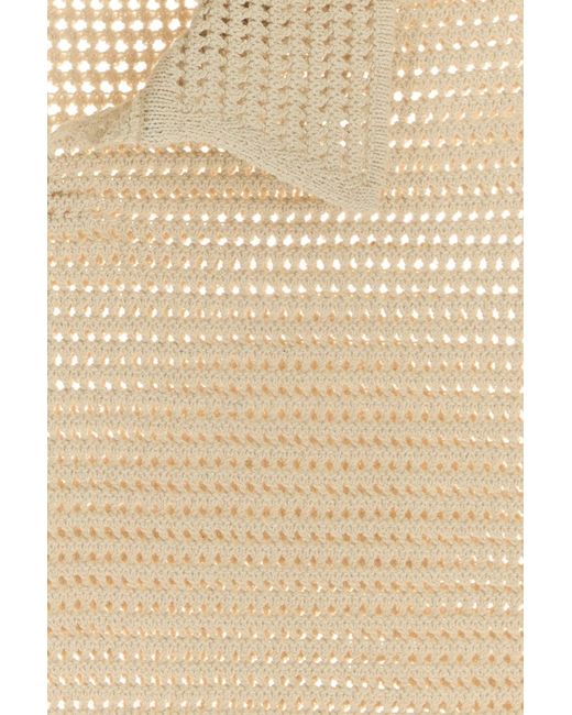 Auralee White Sand Crochet Tussah Polo Shirt for men