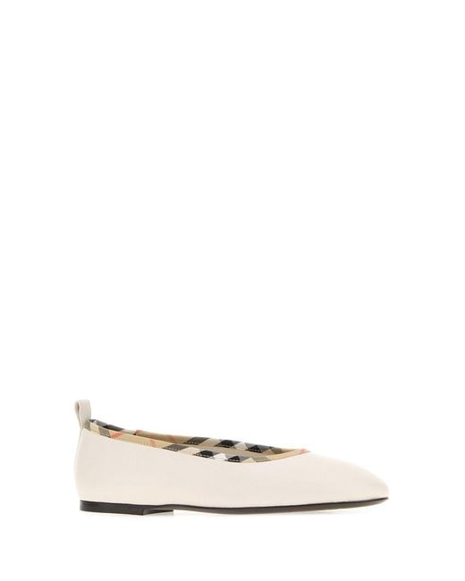 Burberry White Ivory Leather Robin Ballerinas