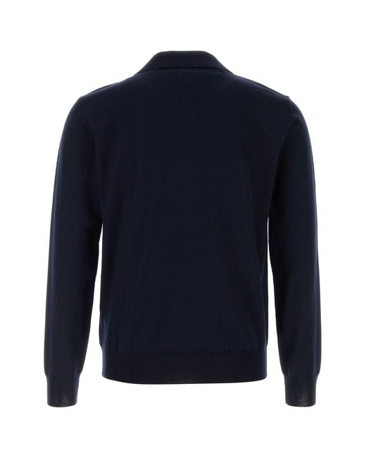 Valentino Garavani Midnight Blue Wool Polo Shirt for men