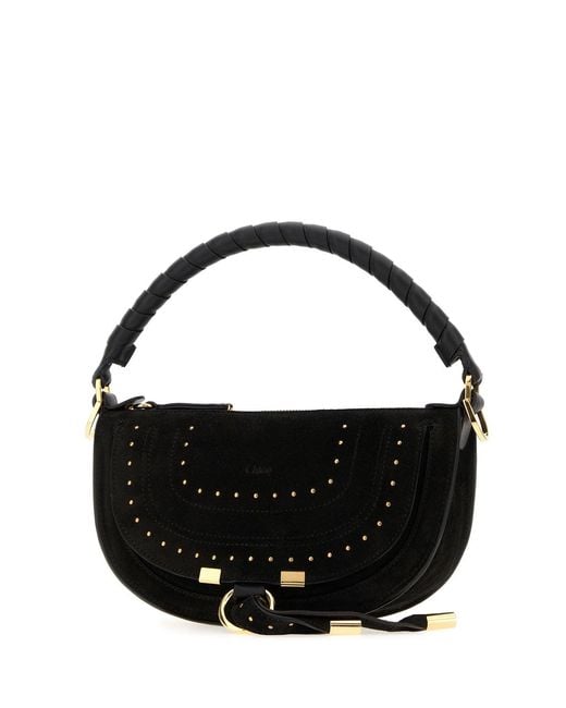 Chloé Black Suede Mini Marcie Shoulder Bag