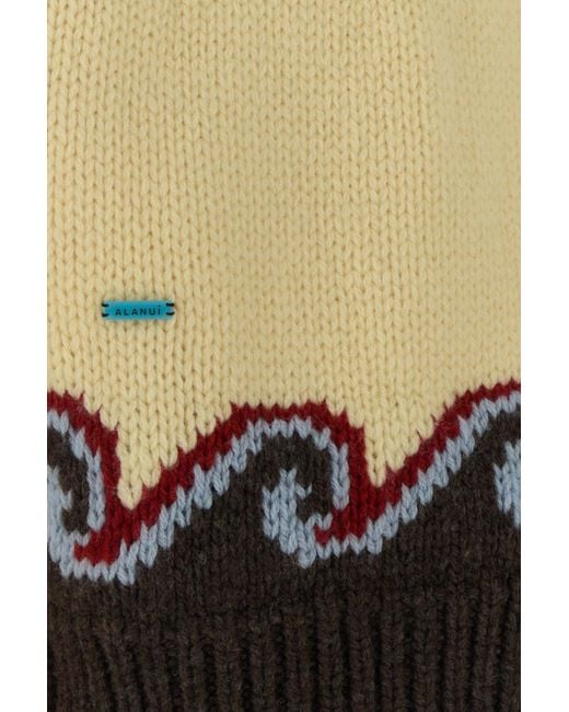 Alanui Metallic Embroidered Wool Sweet Winter Cardigan