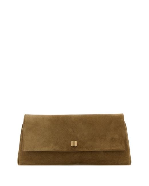 Khaite Brown Camel Suede Audrey Clutch