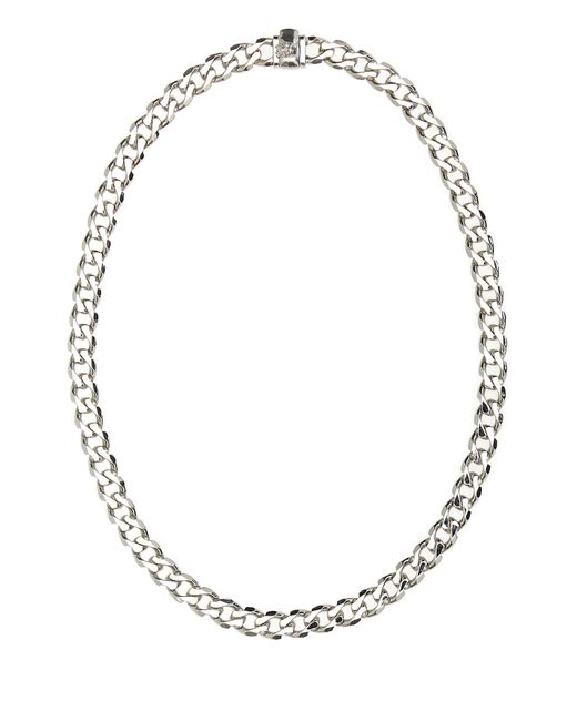 Emanuele Bicocchi White 925 Silver Edge Chain Necklace for men