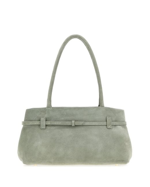 MANU Atelier Sage Green Suede Le Cambon East West Shoulder Bag