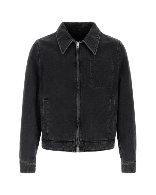 AMI Black Denim Jacket for men