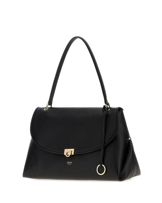 Ferragamo Black Leather Shopping Bag