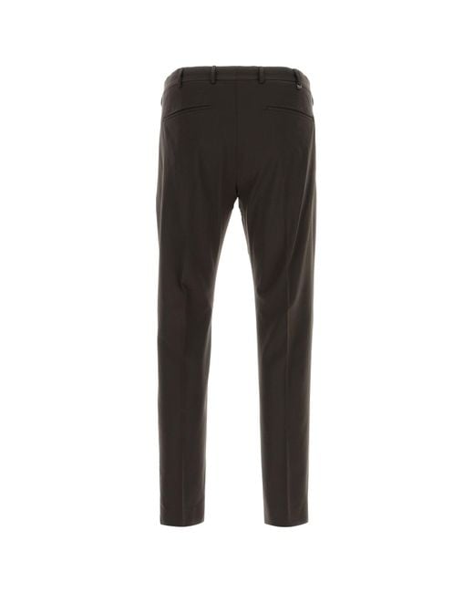 Pantalone in lana stretch testa di moro di PT Torino in Black da Uomo
