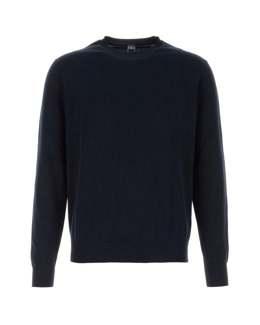 Fedeli Navy Blue Cotton Sweater for men