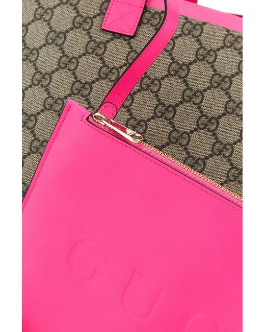 Gucci Pink Gg Supreme Fabric Medium Totissima Shopping Bag for men