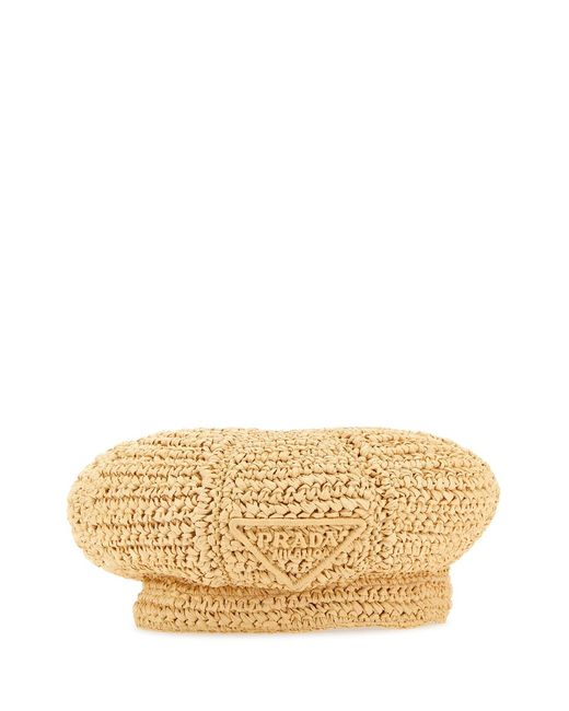 Cappello baker boy in rafia beige di Prada in Natural