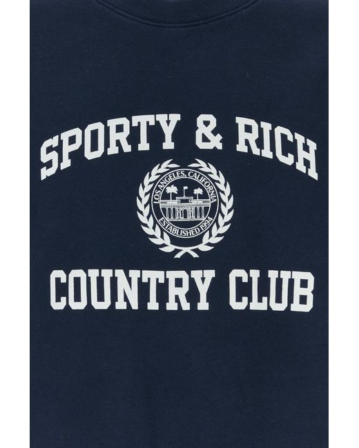 Sporty & Rich Navy Blue Cotton Sweatshirt